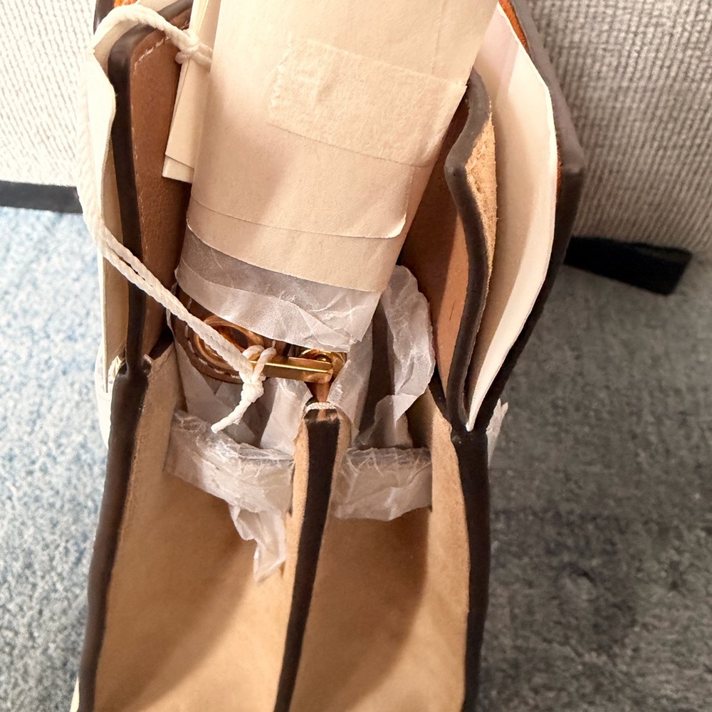 Tory Burch Cream and Tan Structured Satchel with Gold Hardware - Picture 5 of 16